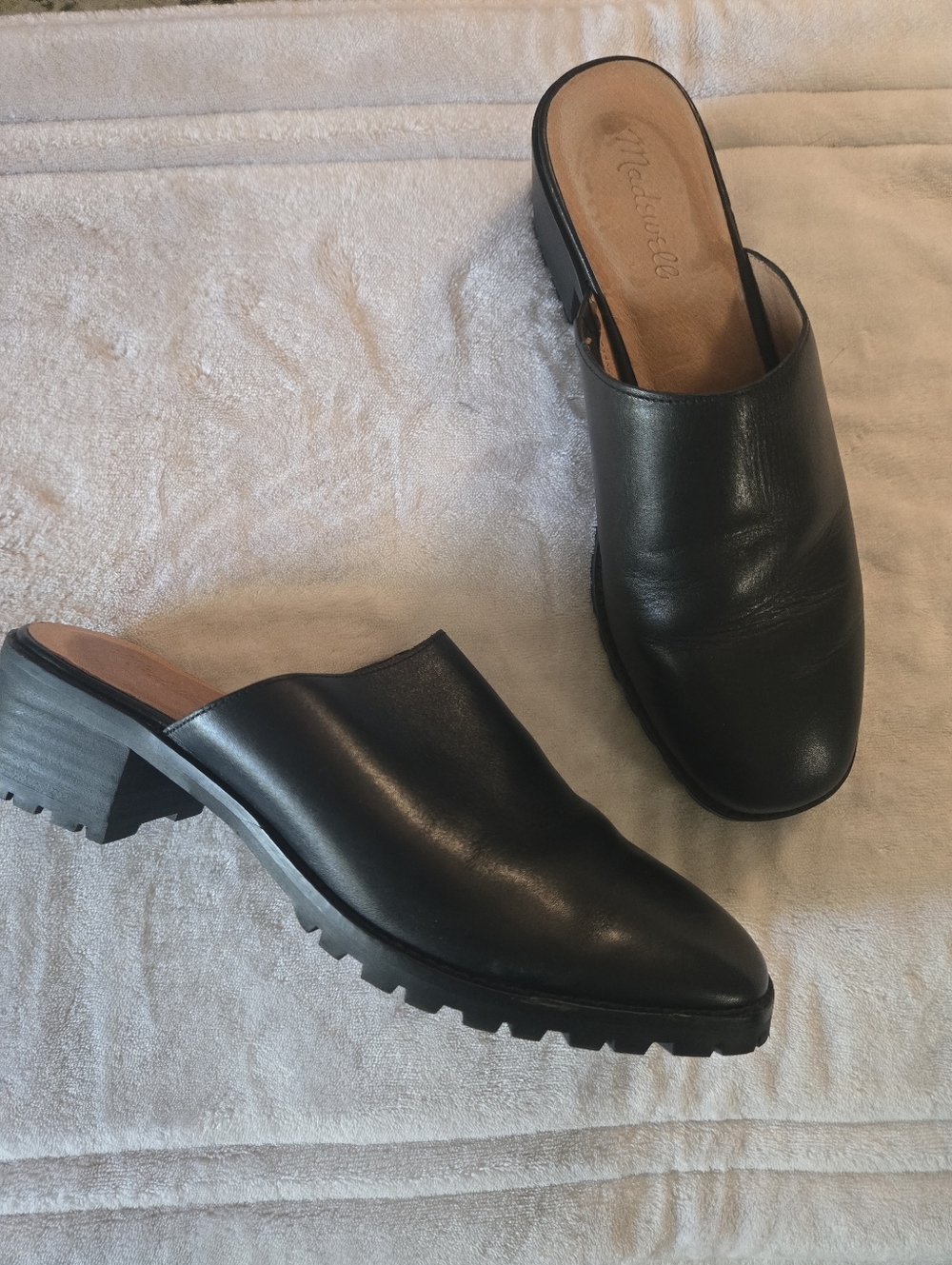 Madewell The Mindy Lugsole Mules in True Black Size 8.5